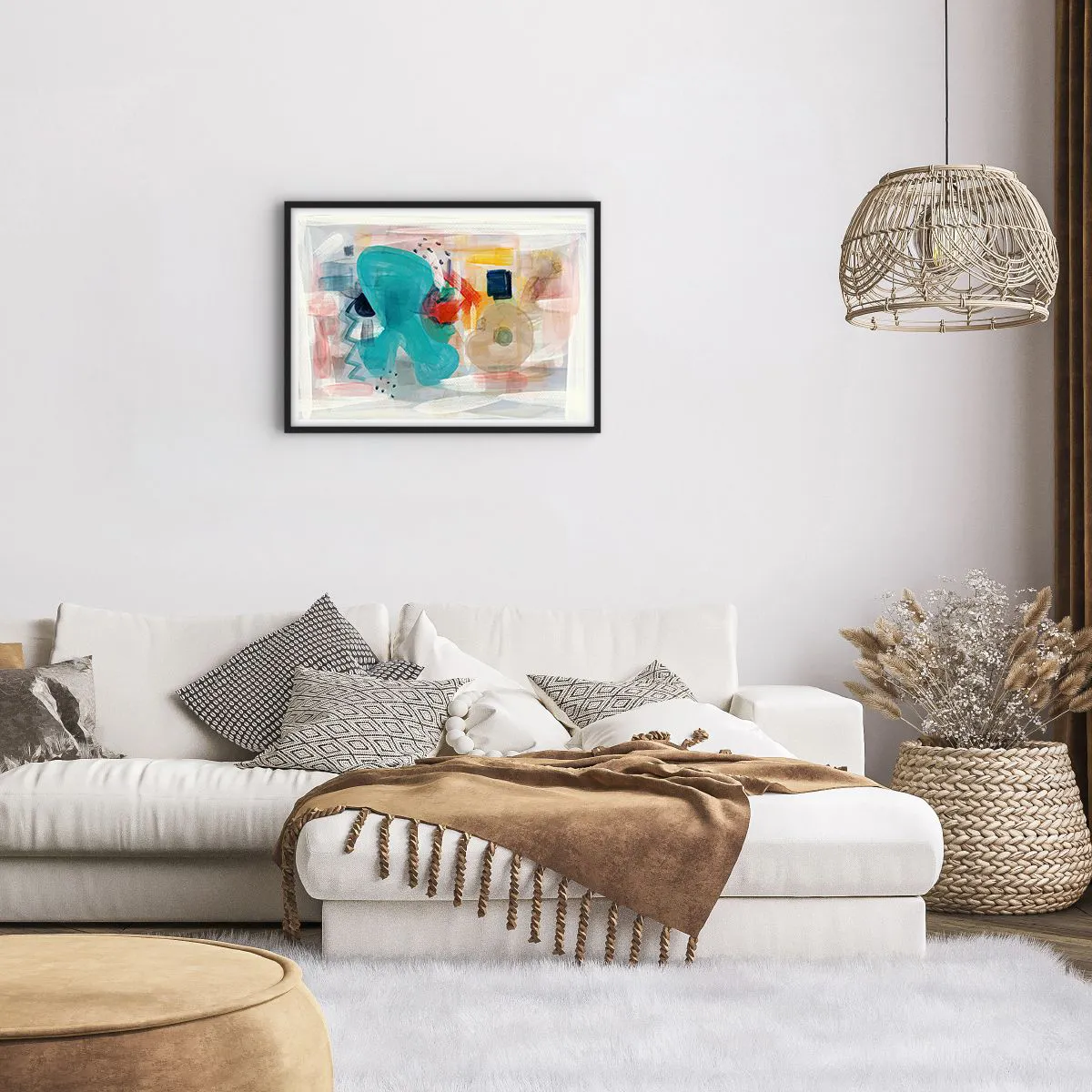 Plakat i sort ramme - Et farverigt spil - 70x50 cm