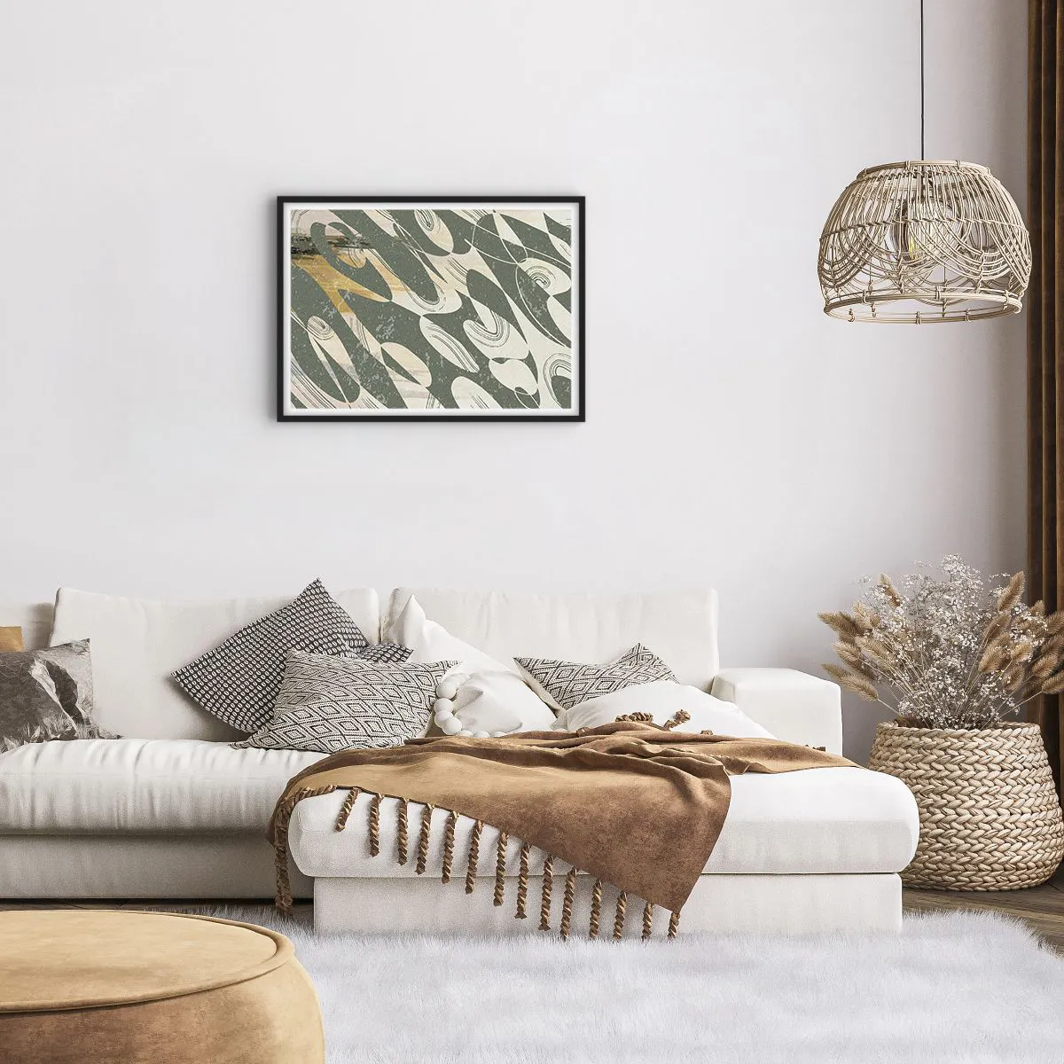 Poster in een zwarte lijst - Ritmische abstractie - 70x50 cm