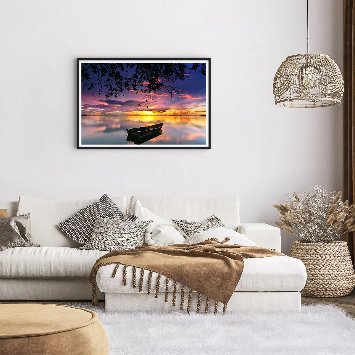 Poster in einem schwarzem Rahmen - Du scheinst mitten am Himmel zu hängen... - 91x61 cm