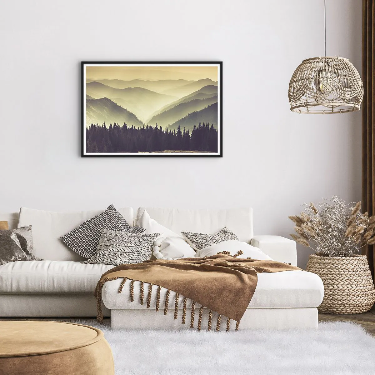 Pôster com moldura preta - Atrás das sete montanhas... - 91x61 cm