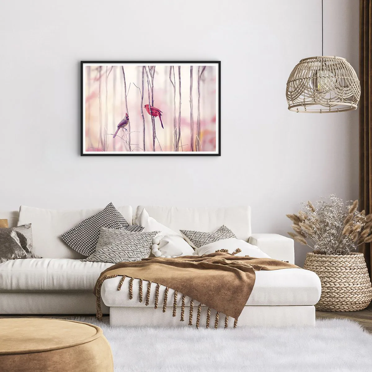 Affiche dans un cadre noir - Poster - Conte de la forêt rose - 91x61 cm