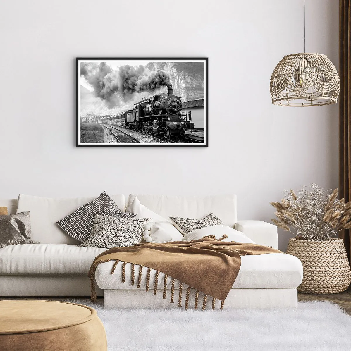 Poster in einem schwarzem Rahmen - Steht am Bahnhof ... - 91x61 cm