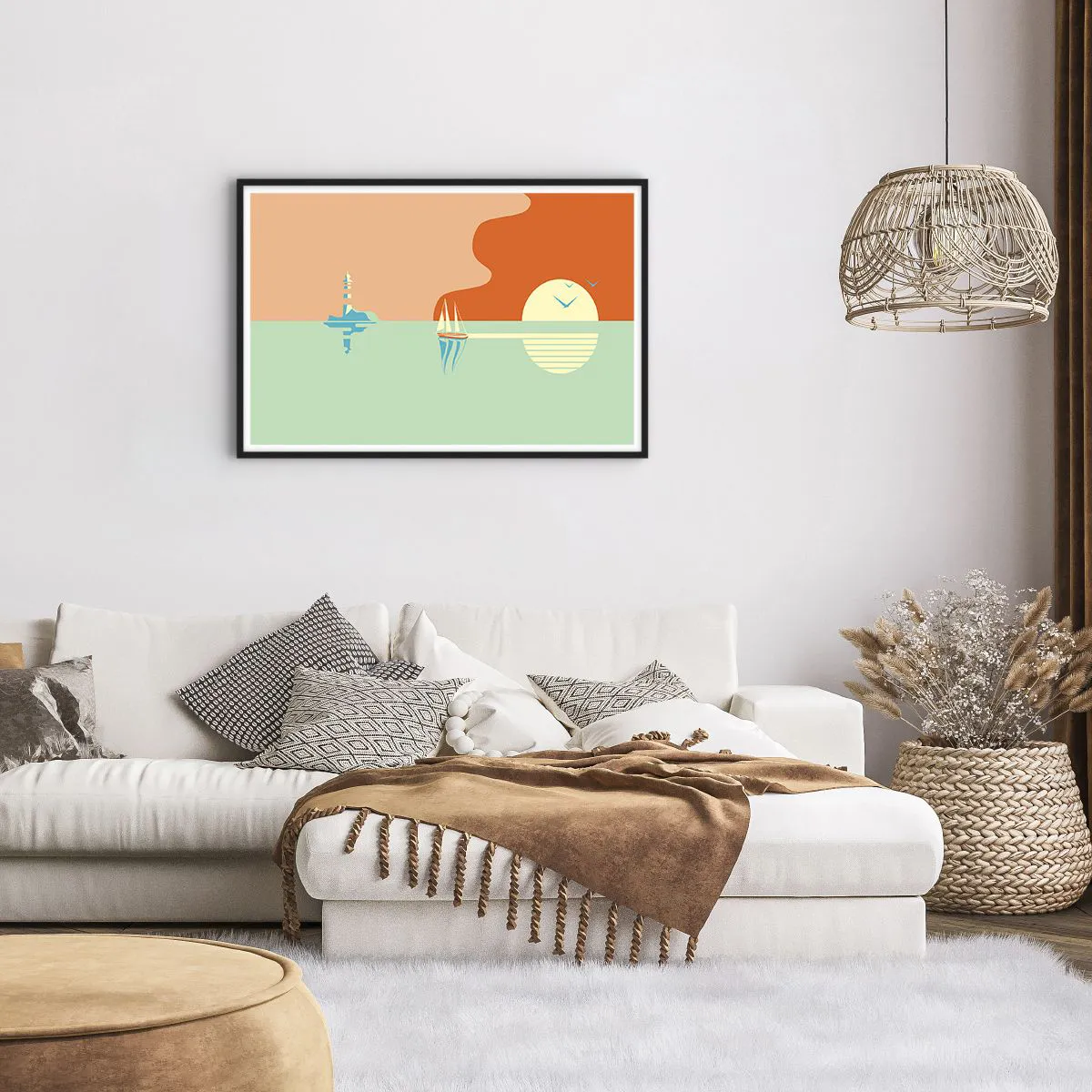 Affisch i svart ram - Perfekt havslandskap - 91x61 cm