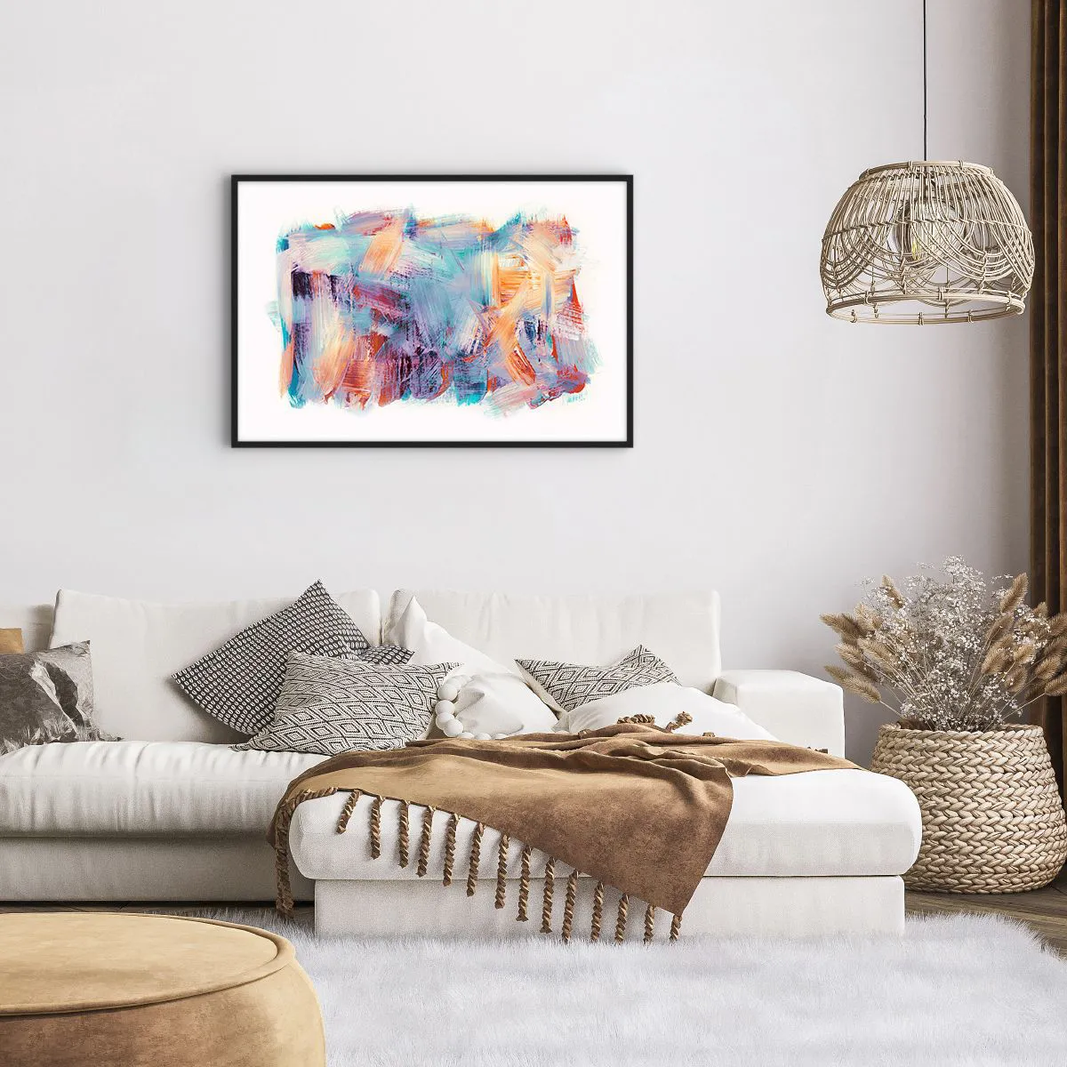 Pôster com moldura preta - Uma bagunça colorida - 91x61 cm