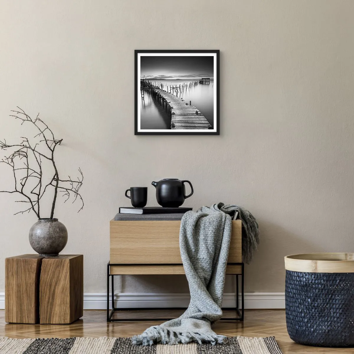 Affiche dans un cadre noir - Poster - La paix d'un rivage oublié - 40x40 cm