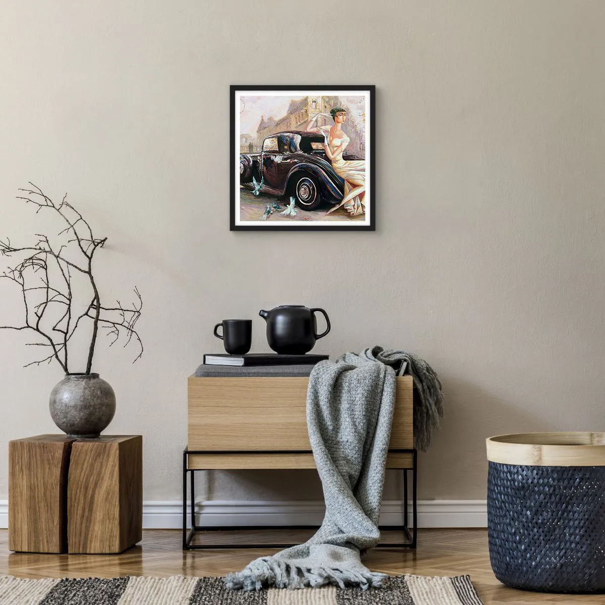 Plakát v černém rámu - Elegance v retro stylu - 40x40 cm