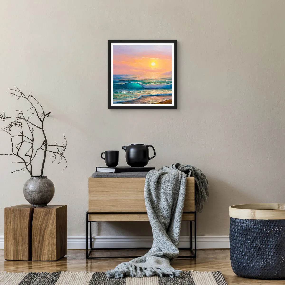 Poszter fehér keretben - A hullámok türkizkék dala - 40x40 cm