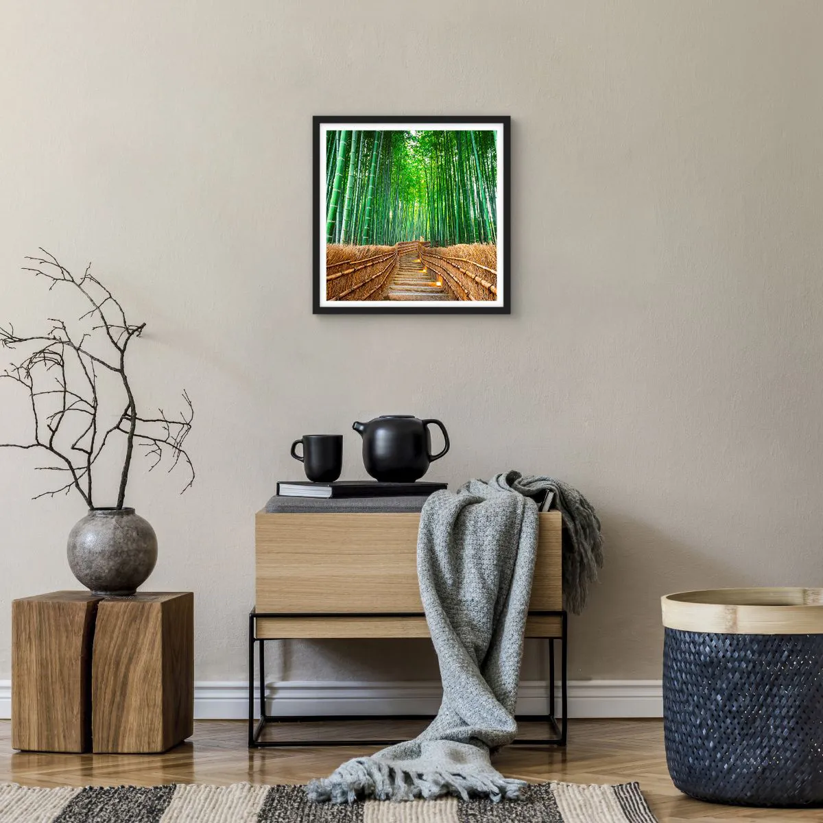 Poster in einem schwarzem Rahmen - Die Essenz der asiatischen Natur - 40x40 cm