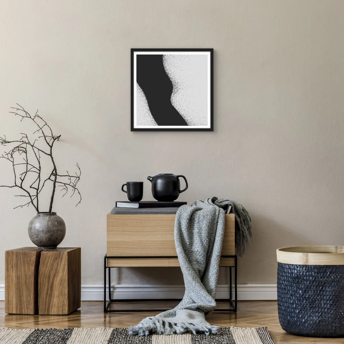 Affiche dans un cadre noir - Poster - Équilibre fluide - 40x40 cm