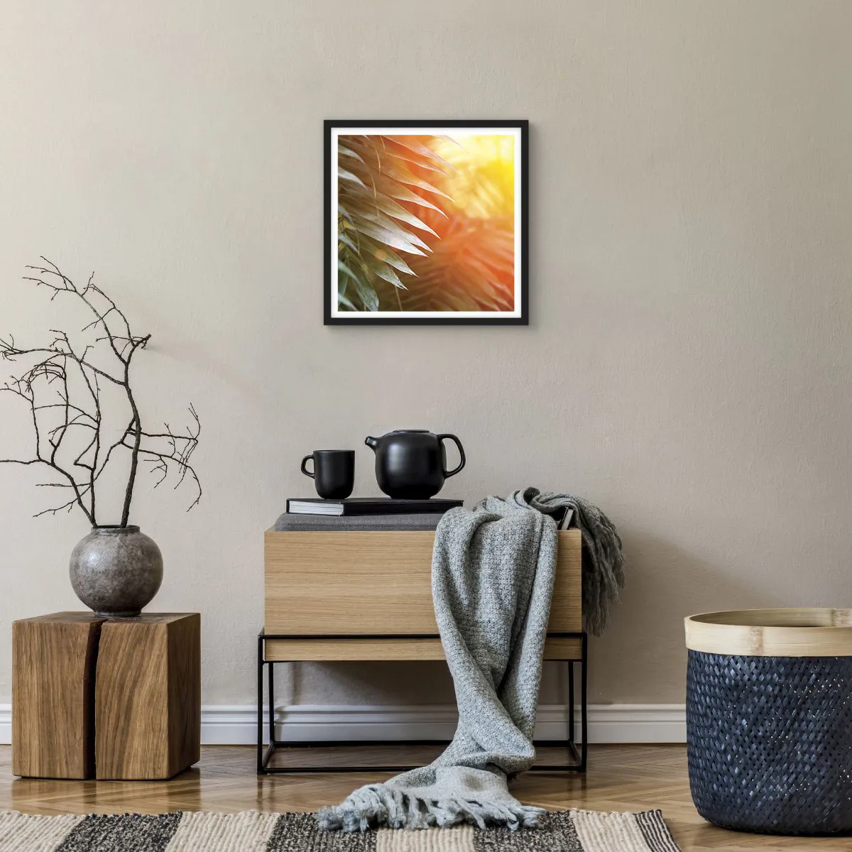 Plakat i sort ramme - Morgen i junglen - 40x40 cm