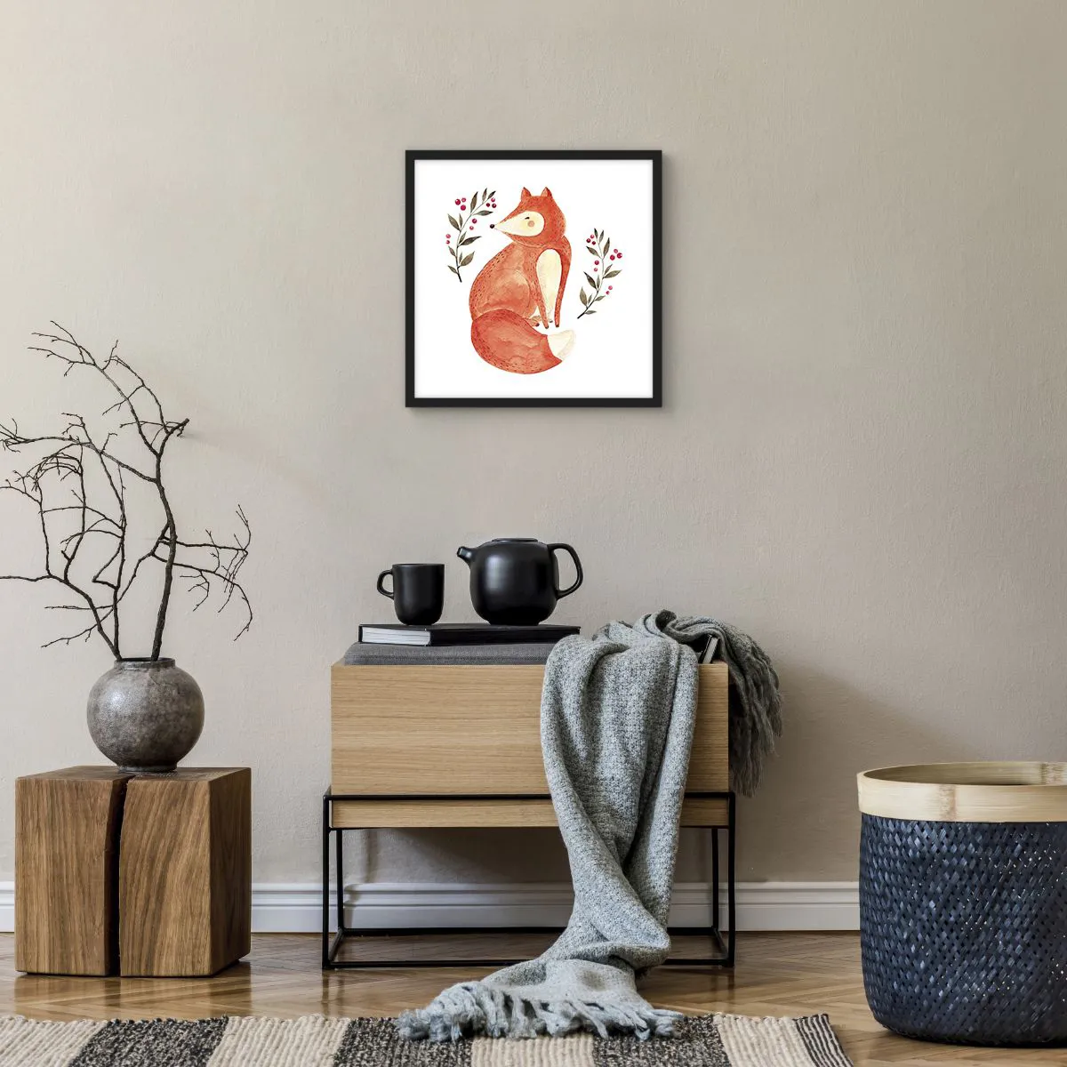 Affiche dans un cadre noir - Poster - Petit rouquin - 40x40 cm