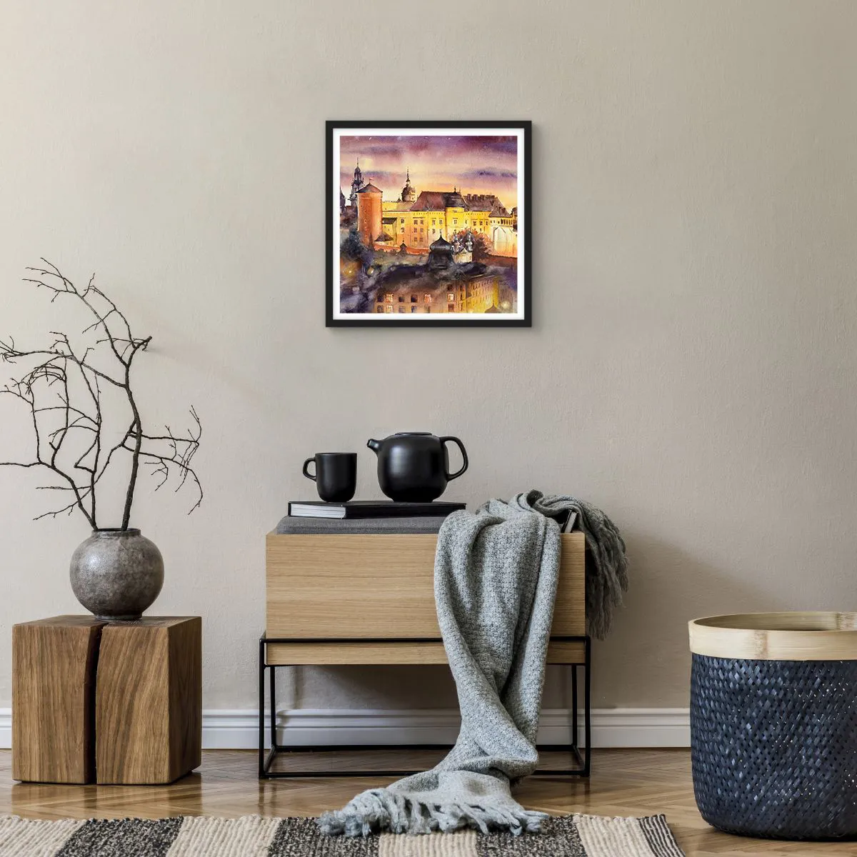 Plakat i sort ramme - En historie og en fortælling - 40x40 cm