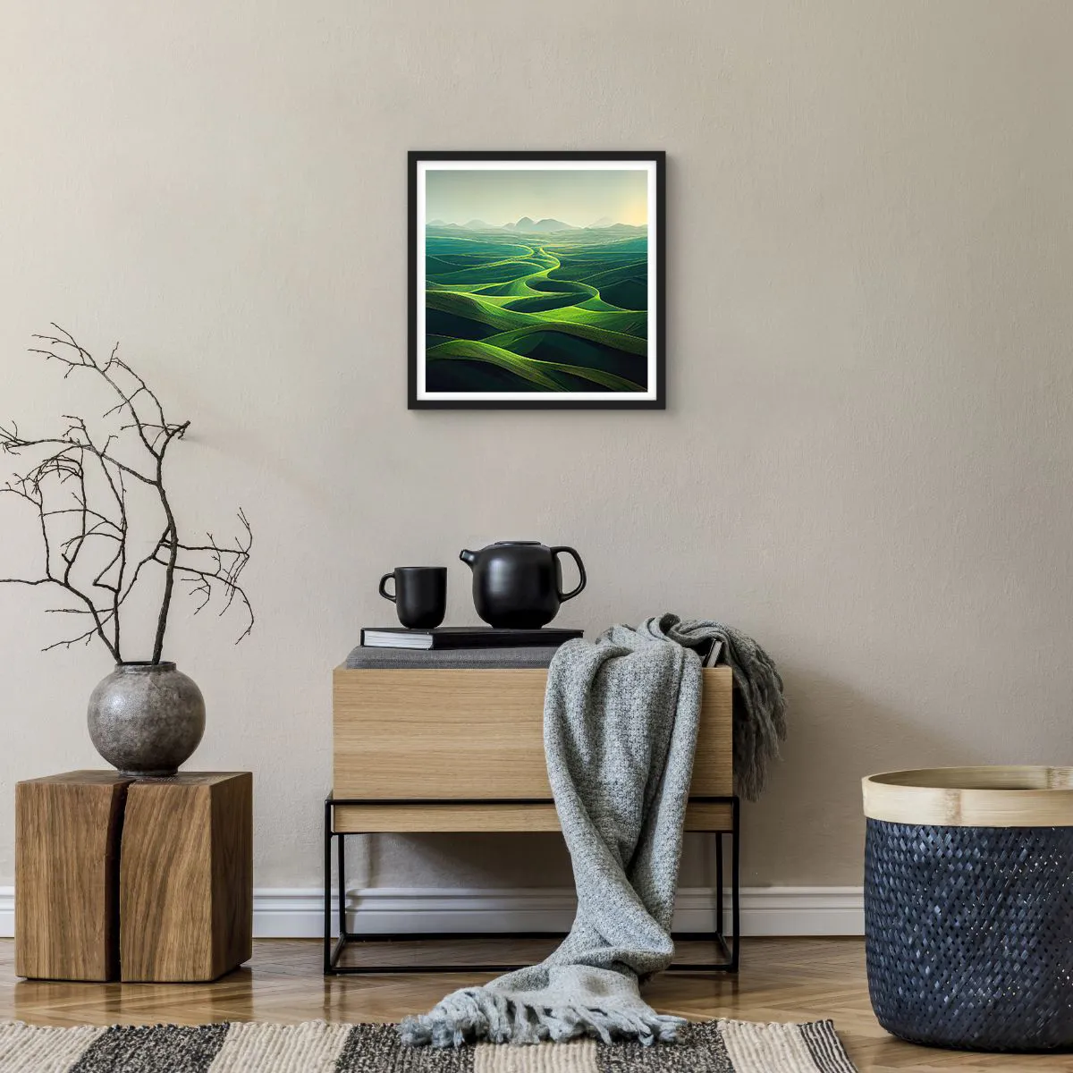 Poszter fehér keretben - Zöld völgyekben - 40x40 cm