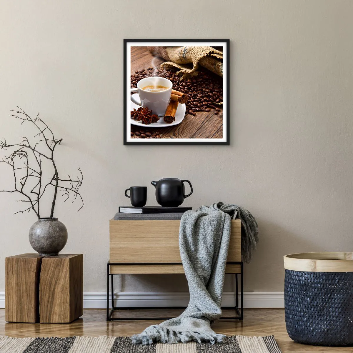 Affiche dans un cadre noir - Poster - Saveur et arôme épicés - 50x50 cm