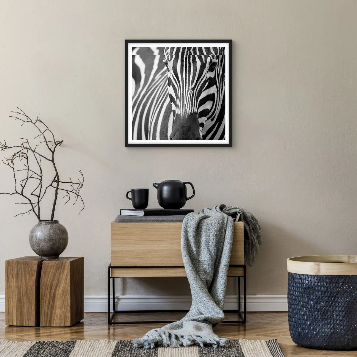 Affiche dans un cadre noir - Poster - Le monde est noir et blanc - 50x50 cm