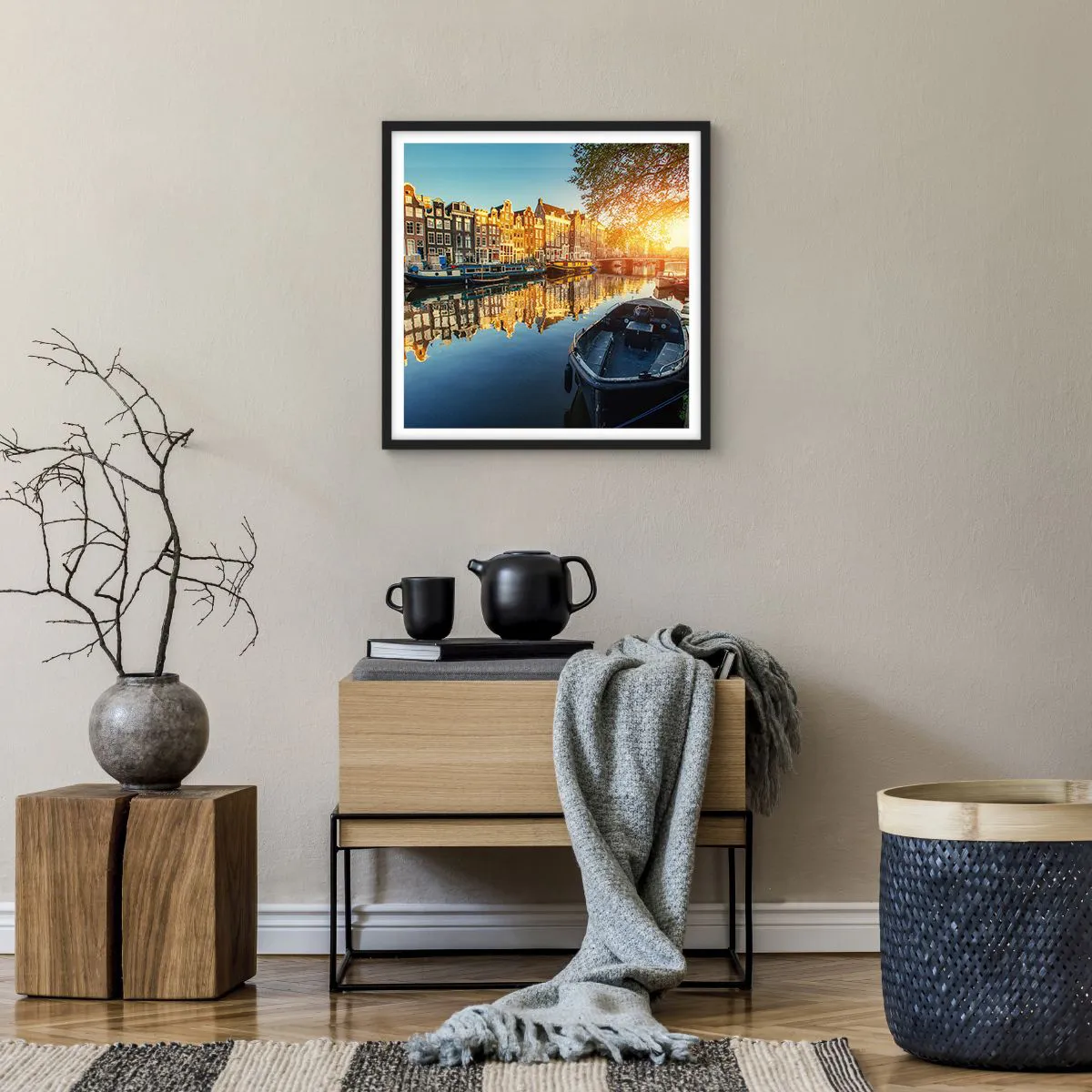 Poster in black frame - Morning in Amsterdam - 50x50 cm
