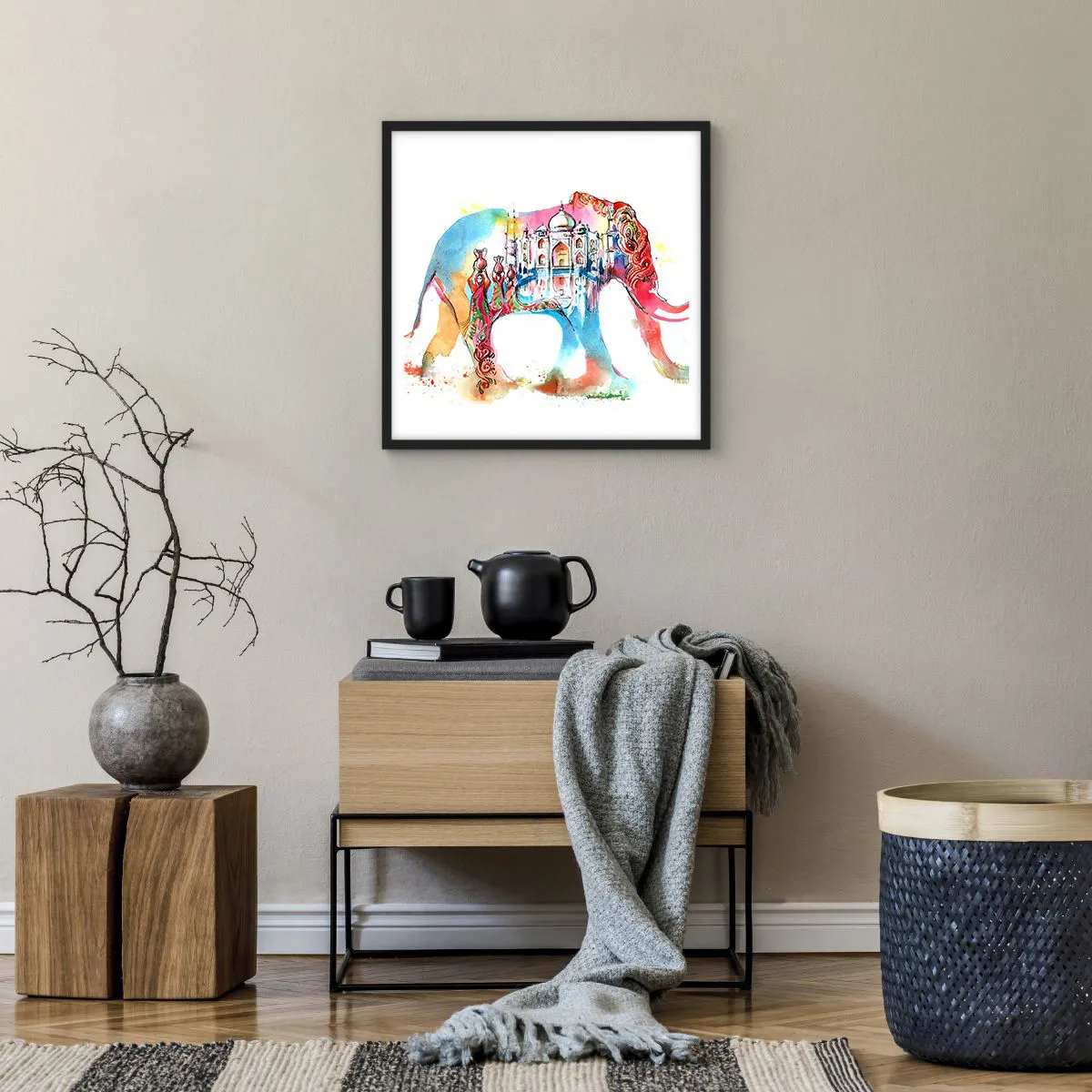 Affiche dans un cadre noir - Poster - Inde - l'aura de l'amour - 50x50 cm