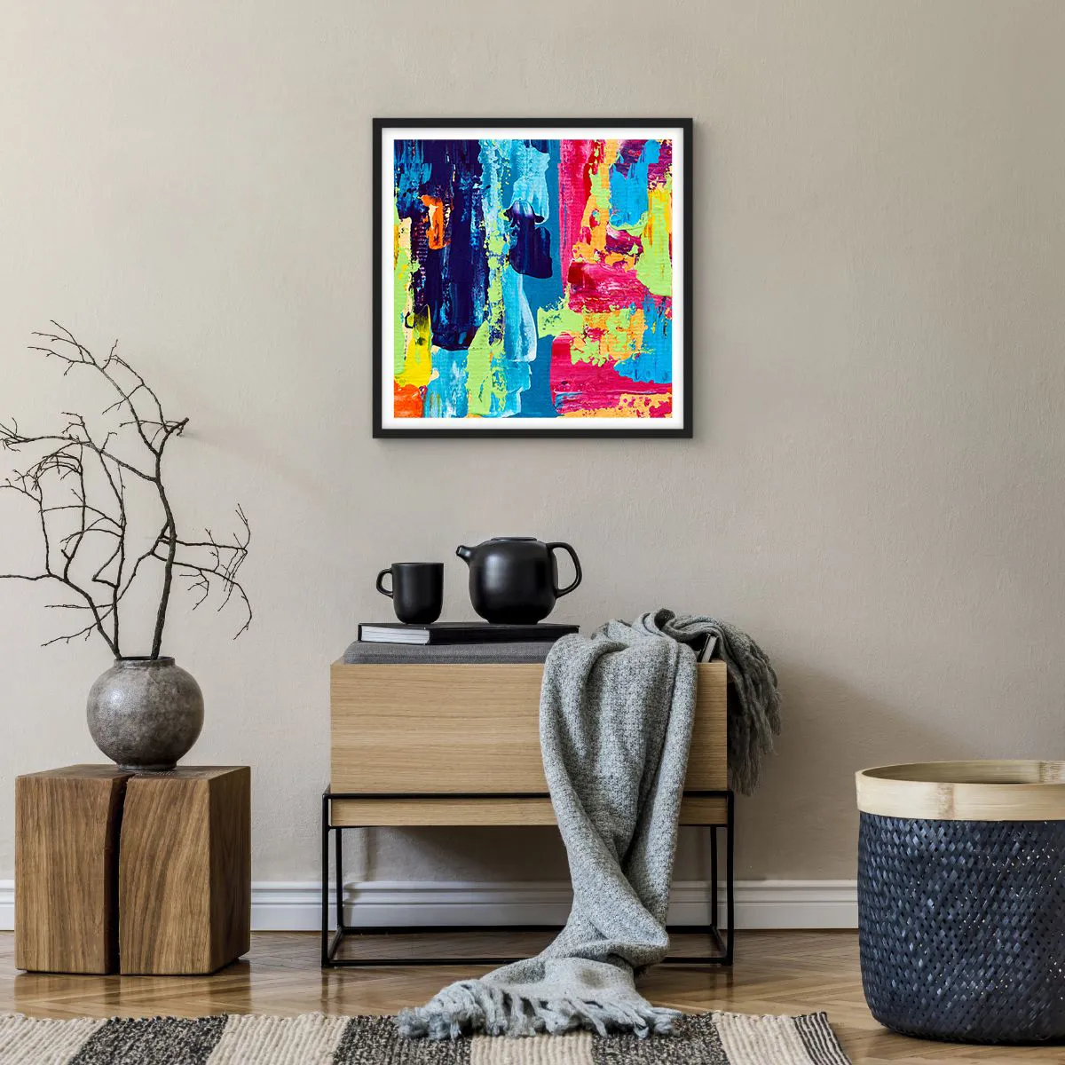 Plakat w czarnej ramie - Życie jest piękne! - 50x50 cm