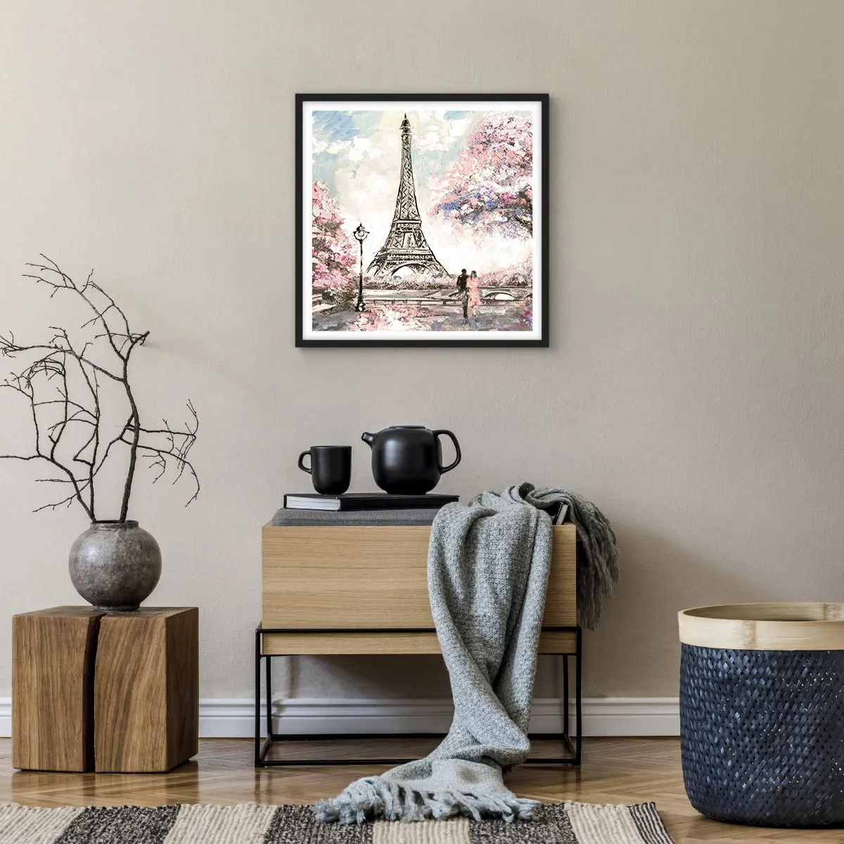 Affiche dans un cadre noir - Poster - Balade d'avril à Paris - 50x50 cm