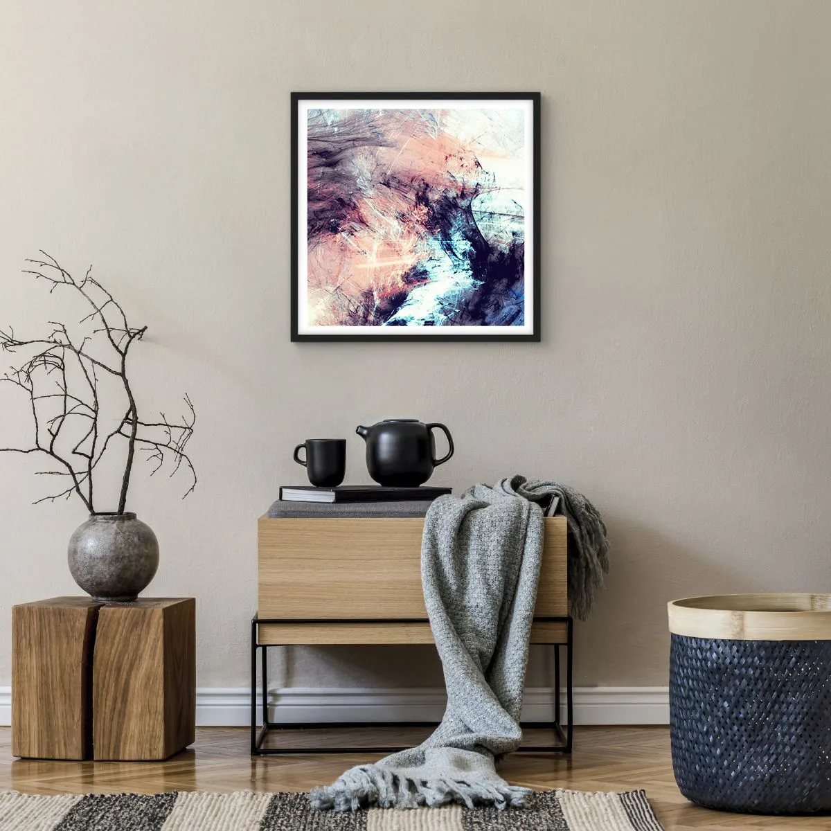 Affiche dans un cadre noir - Poster - Sentir le vent - 50x50 cm