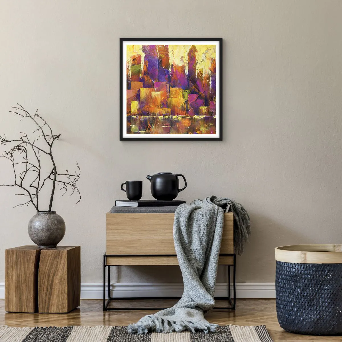 Affiche dans un cadre noir - Poster - Composition métropolitaine - 50x50 cm