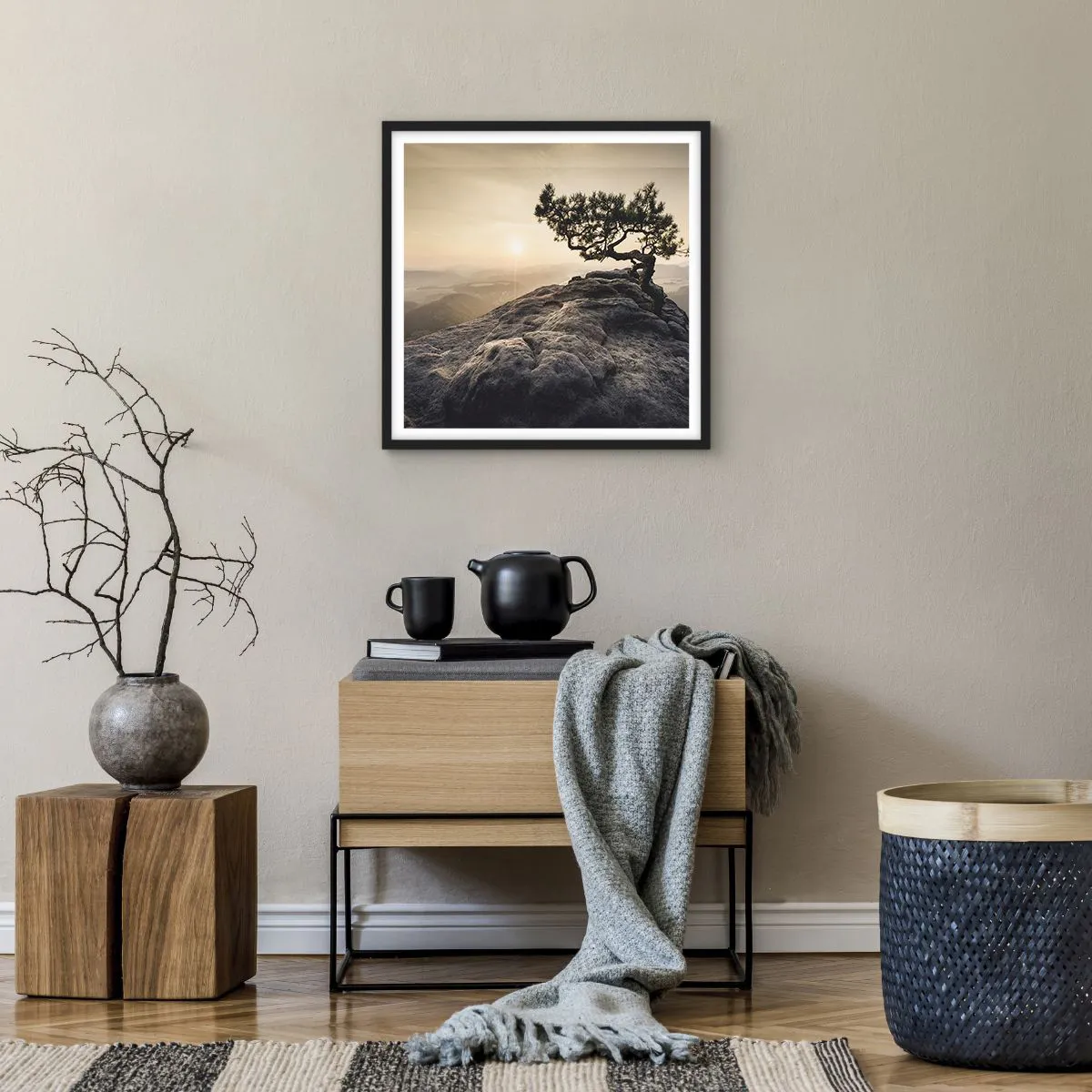 Plakát v černém rámu - Život vždy vítězí - 50x50 cm