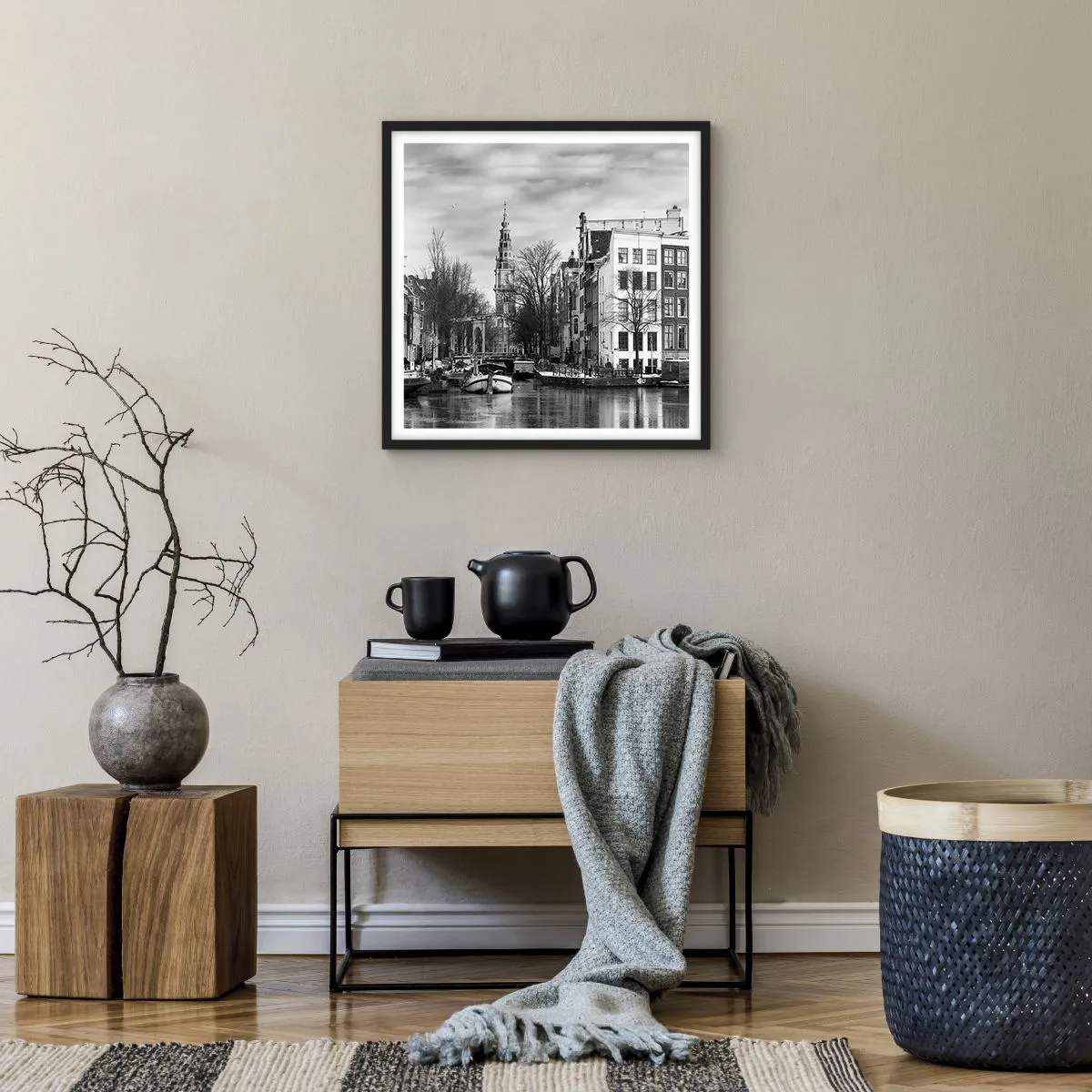 Poster in een zwarte lijst - Amsterdamse sferen - 50x50 cm