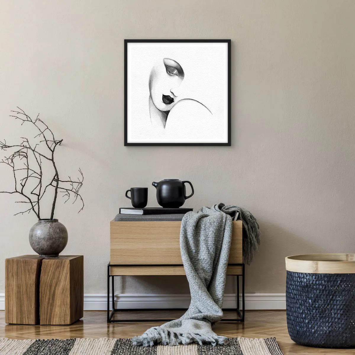 Affiche dans un cadre noir - Poster - Dans le style de Lempicka - 50x50 cm