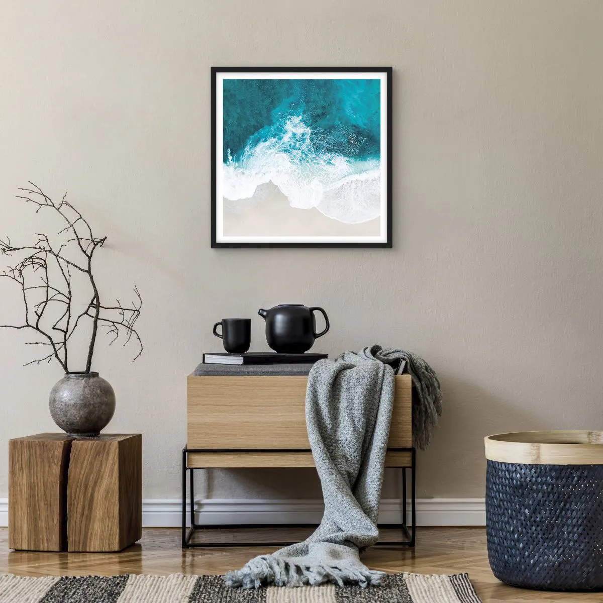 Pôster com moldura preta - Carícia natural - 50x50 cm