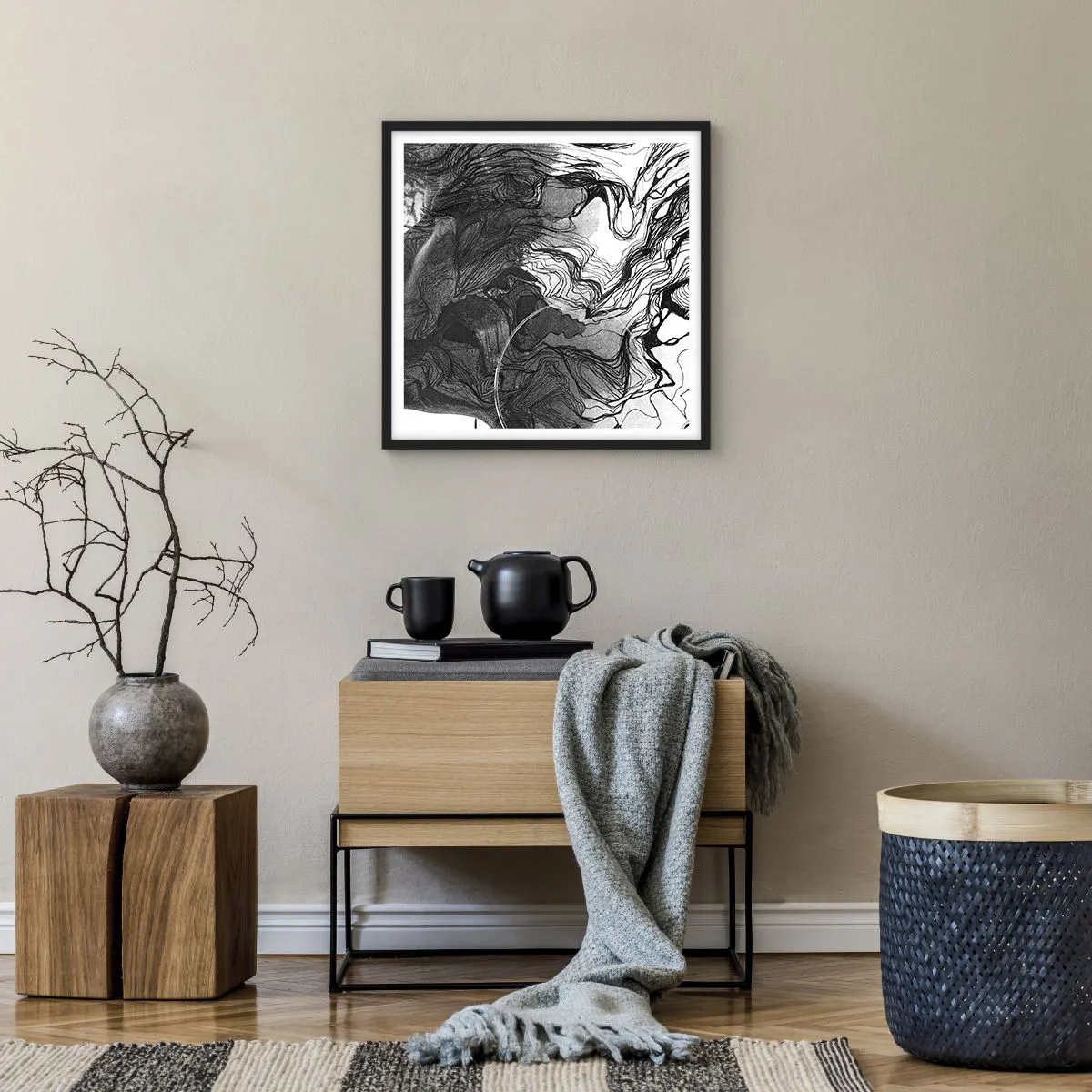 Affiche dans un cadre noir - Poster - Emmêlé dans les rêves - 50x50 cm