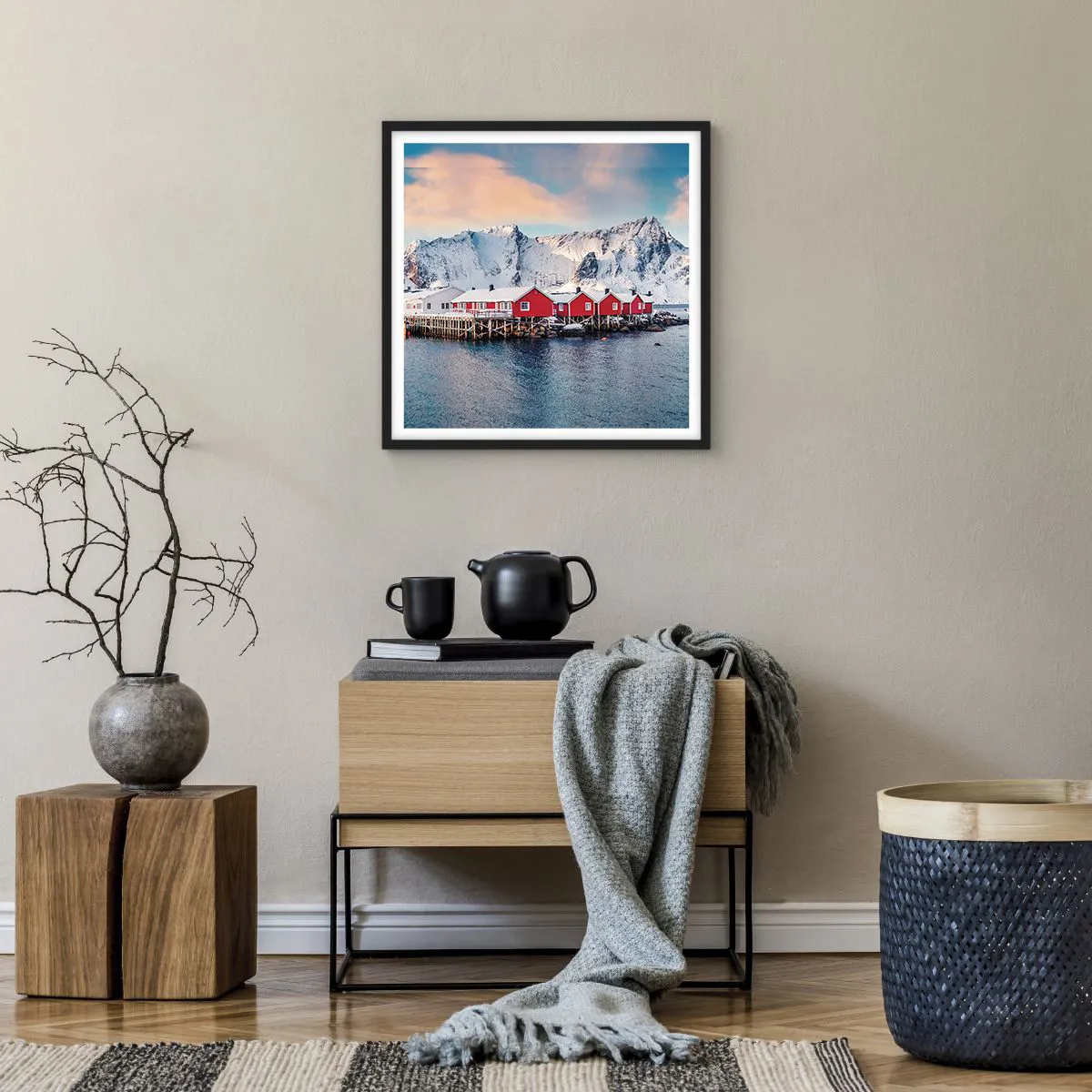 Plakat i sort ramme - Nordlig tilbagetrækning - 50x50 cm