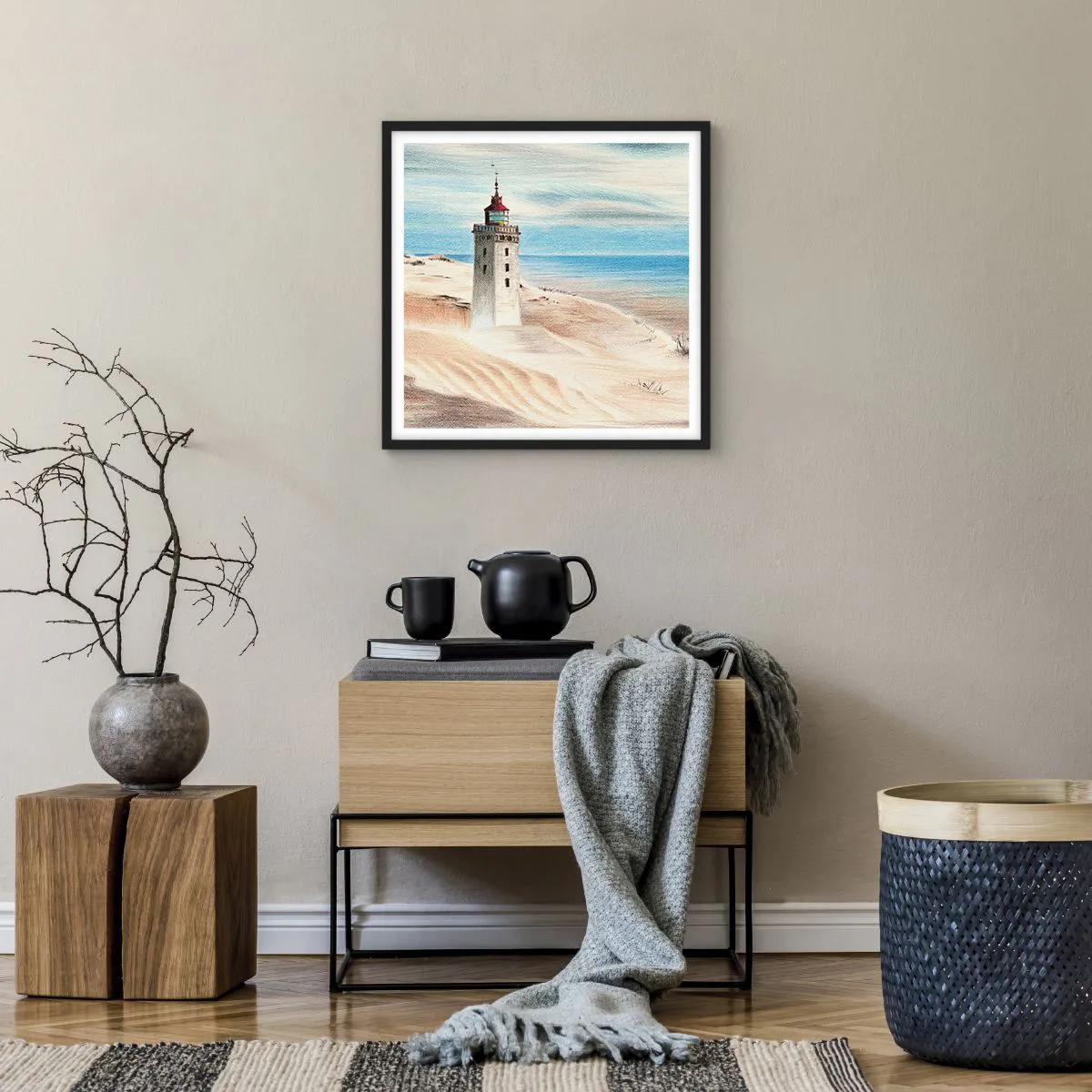 Affiche dans un cadre noir - Poster - Toujours regarder la mer - 50x50 cm