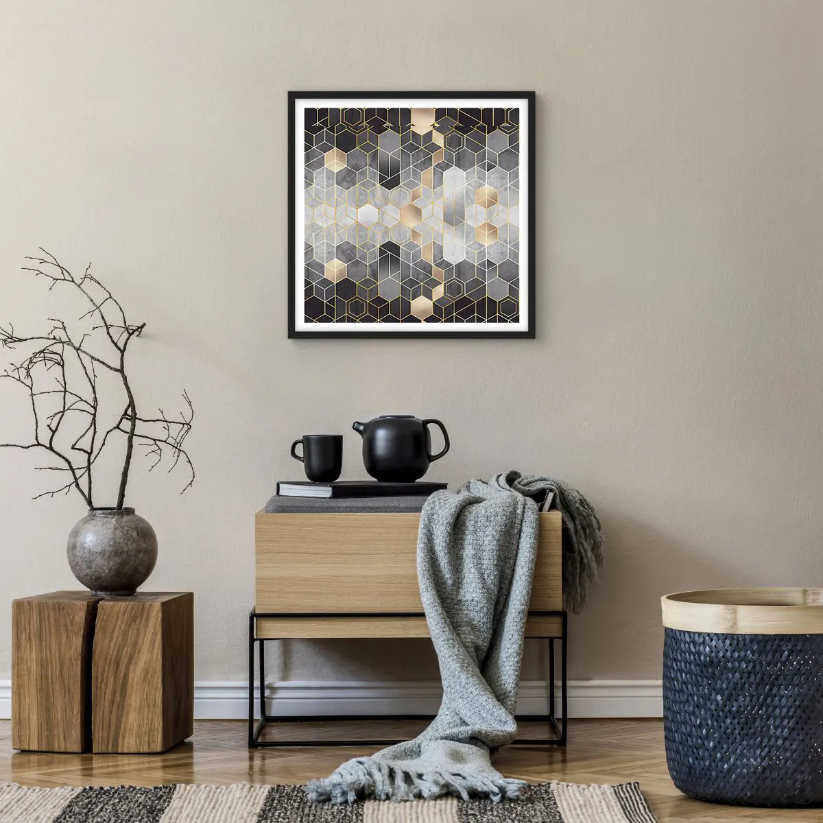 Plakát v černém rámu - Diamantová kompozice - 50x50 cm