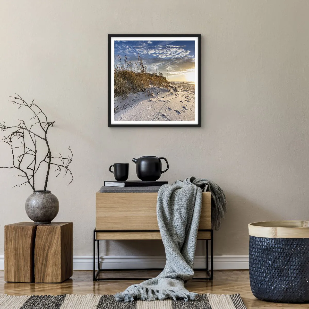 Poster in een zwarte lijst - Een uitnodiging voor een wandeling - 50x50 cm