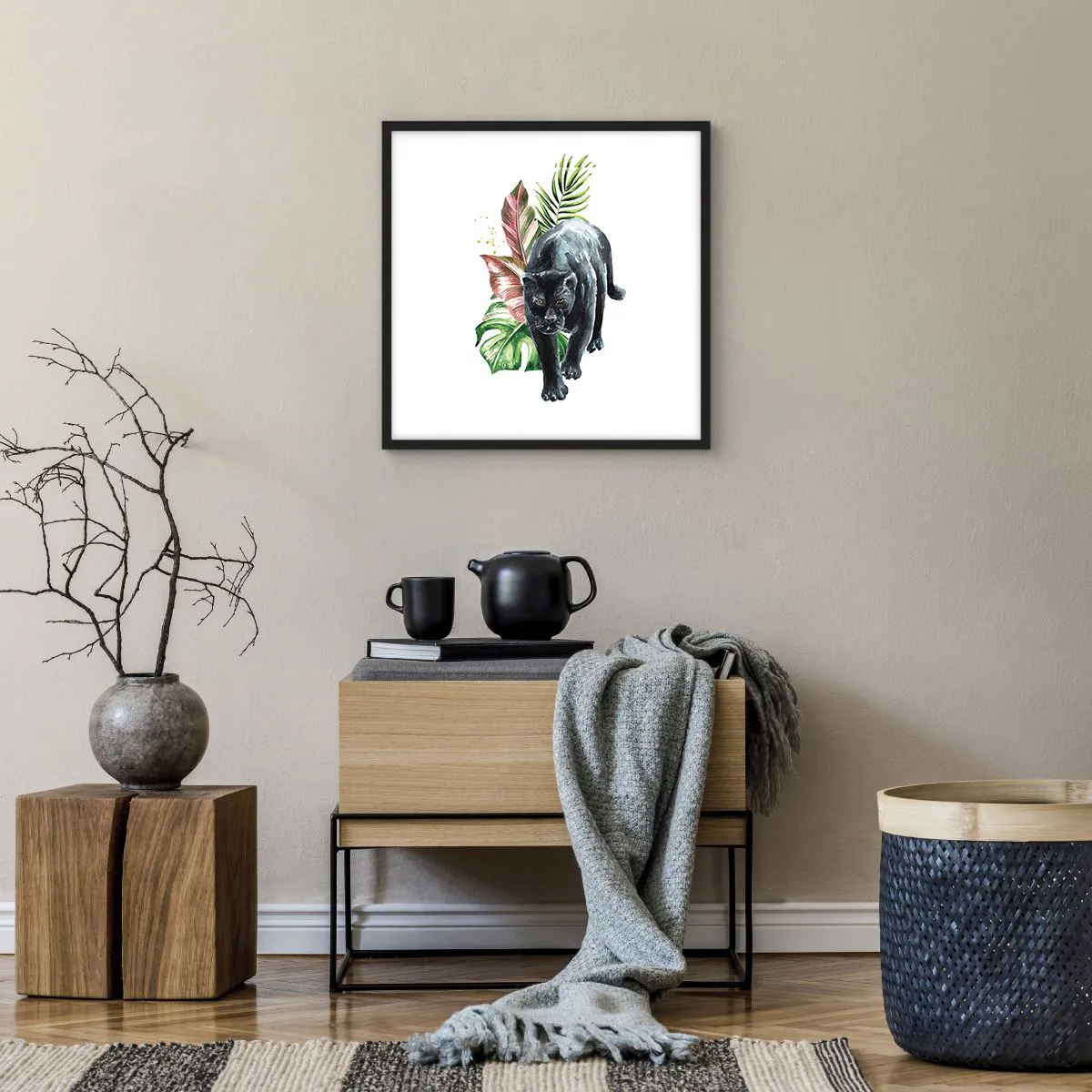 Plakat i sort ramme - Vild i hjertet - 50x50 cm