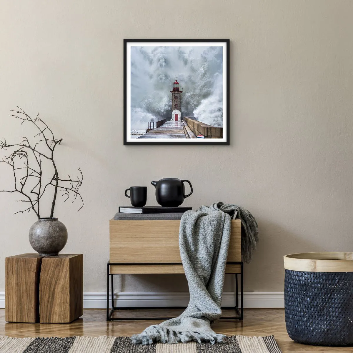 Plakát v černém rámu - Hukot vody, šum větru - 50x50 cm