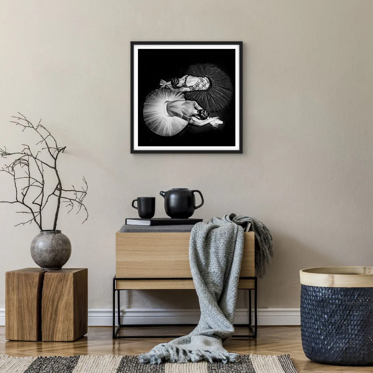 Affiche dans un cadre noir - Poster - Jin et jang – équilibre idéal - 50x50 cm