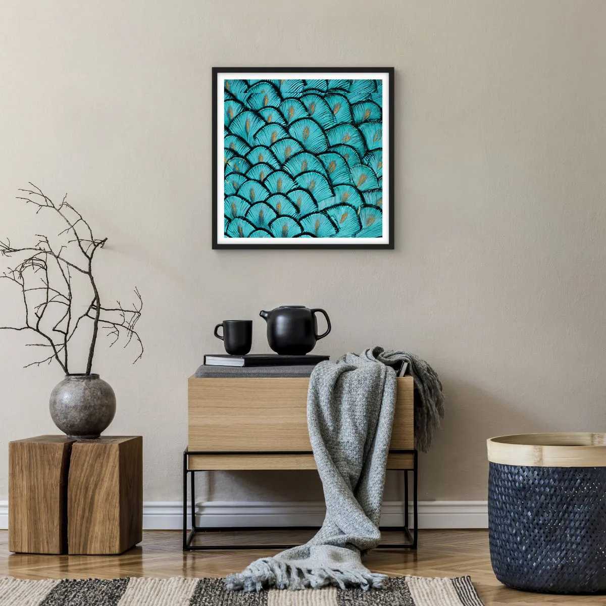 Plakát v černém rámu - Velká slavnost peří - 50x50 cm