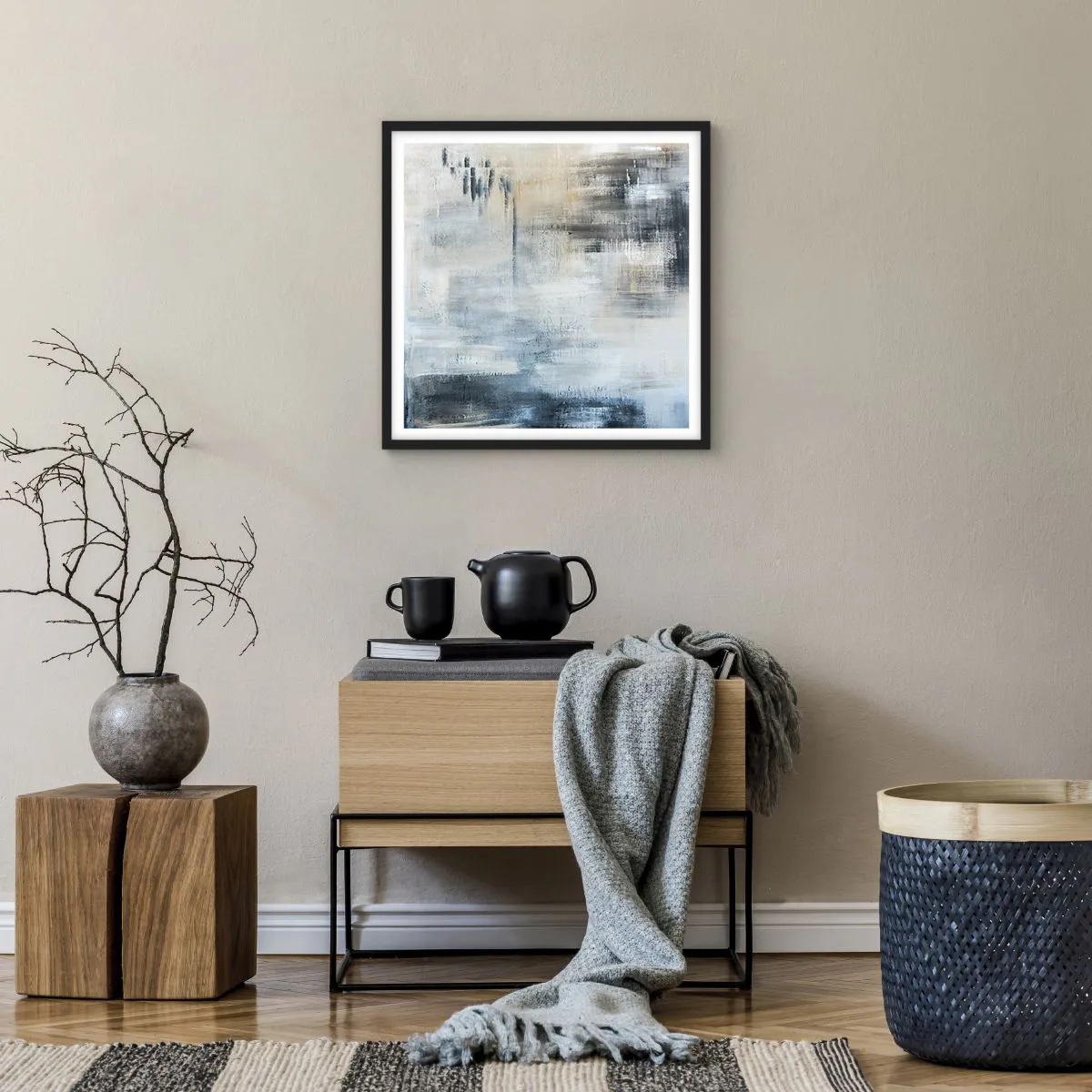 Plagát v čiernom ráme - Za závojom modrej - 50x50 cm