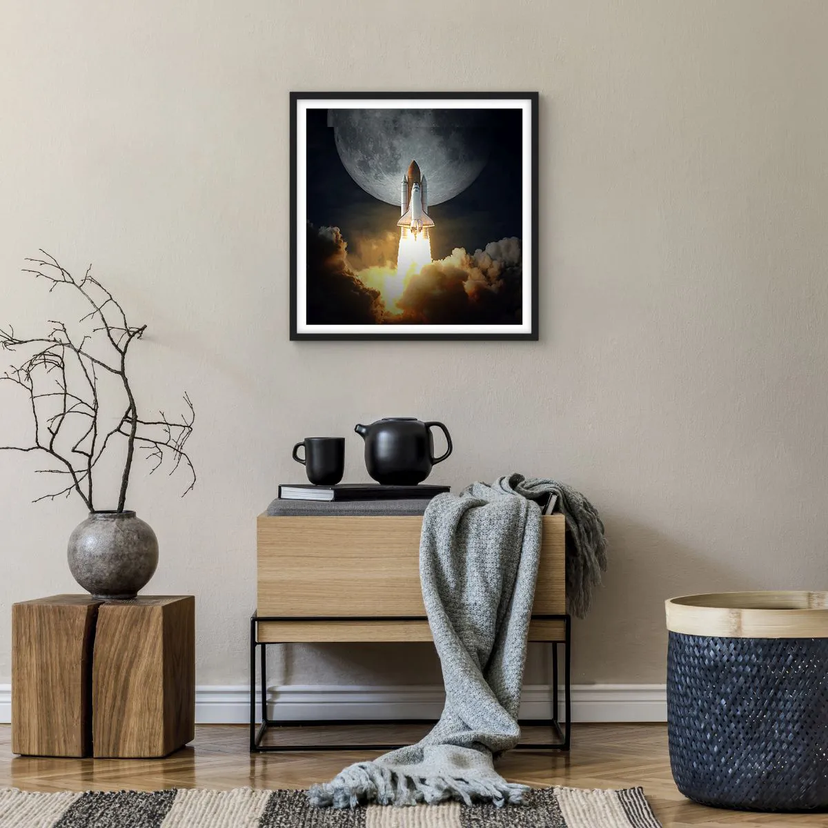 Plakat i sort ramme - Begyndelsen på et overjordisk eventyr - 50x50 cm