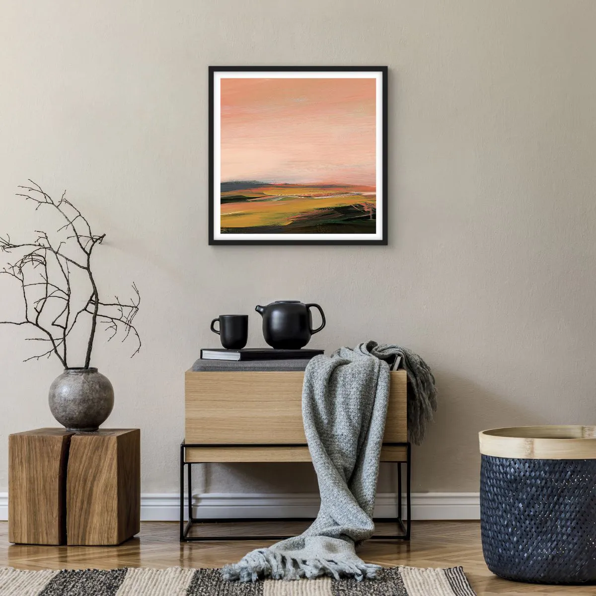 Plakat i sort ramme - I lyserøde toner - 50x50 cm