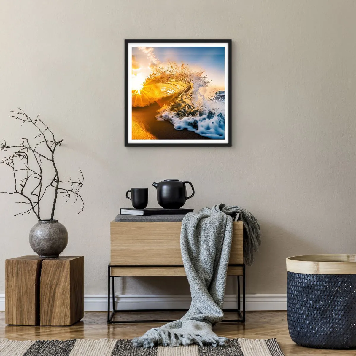 Poster in black frame - Playing with Sand - 50x50 cm