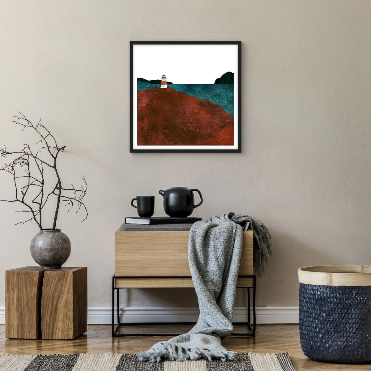 Plakat i sort ramme - Med blikket rettet mod havet - 50x50 cm