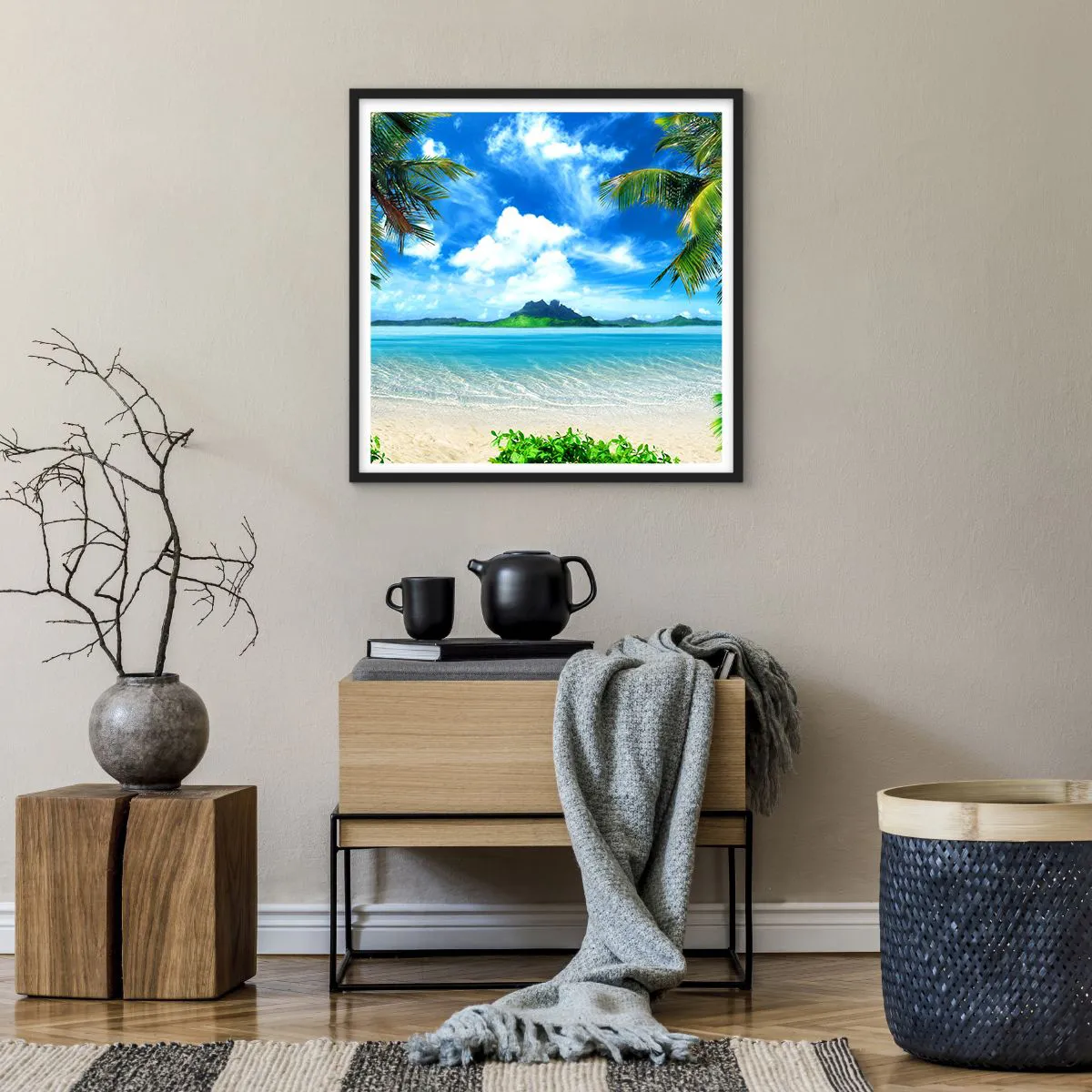 Plakat w czarnej ramie - Lazur tropików - 60x60 cm