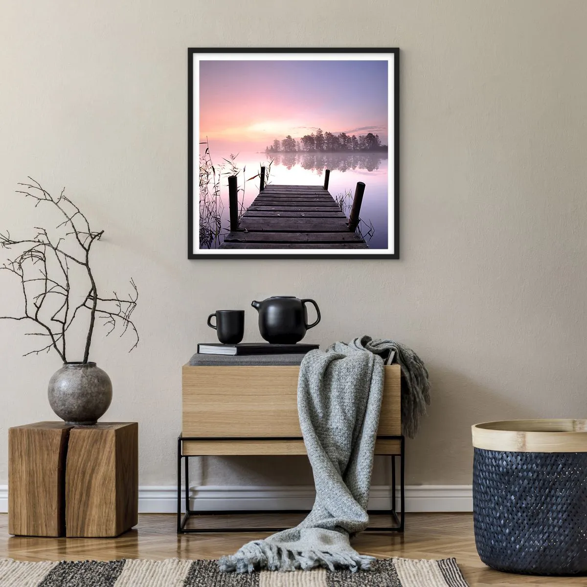 Plakat i sort ramme - Ud af den lilla tåge... - 60x60 cm