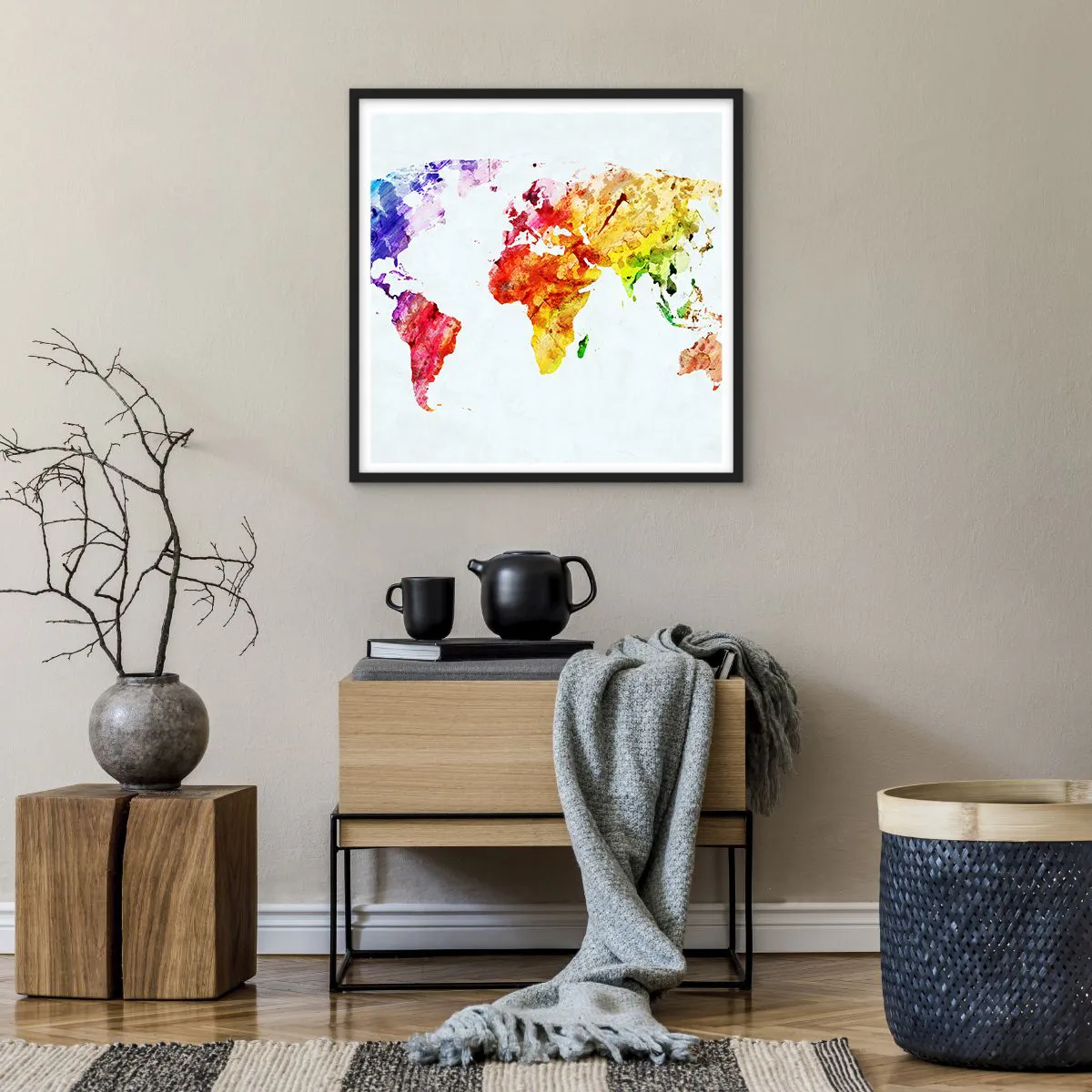 Poster in cornice nera - Tutti i colori del mondo - 60x60 cm