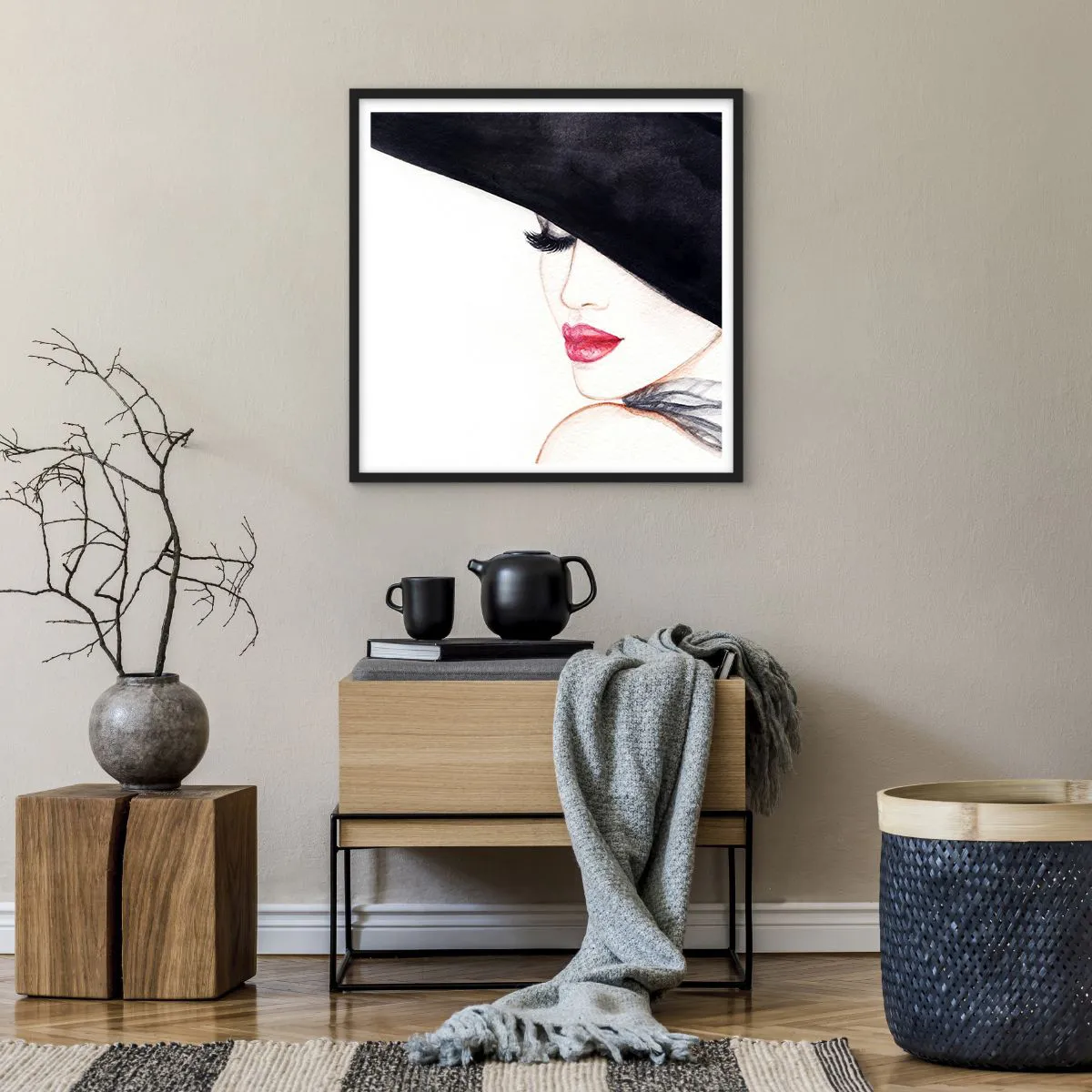 Affisch i svart ram - Elegans och sensualitet - 60x60 cm