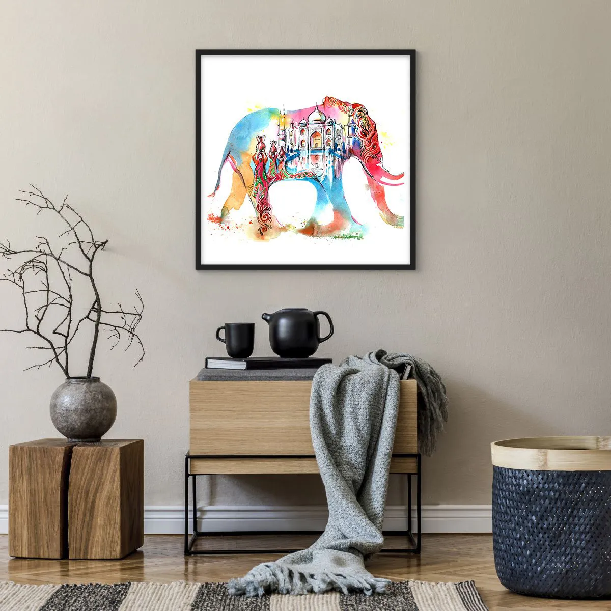 Affiche dans un cadre noir - Poster - Inde - l'aura de l'amour - 60x60 cm