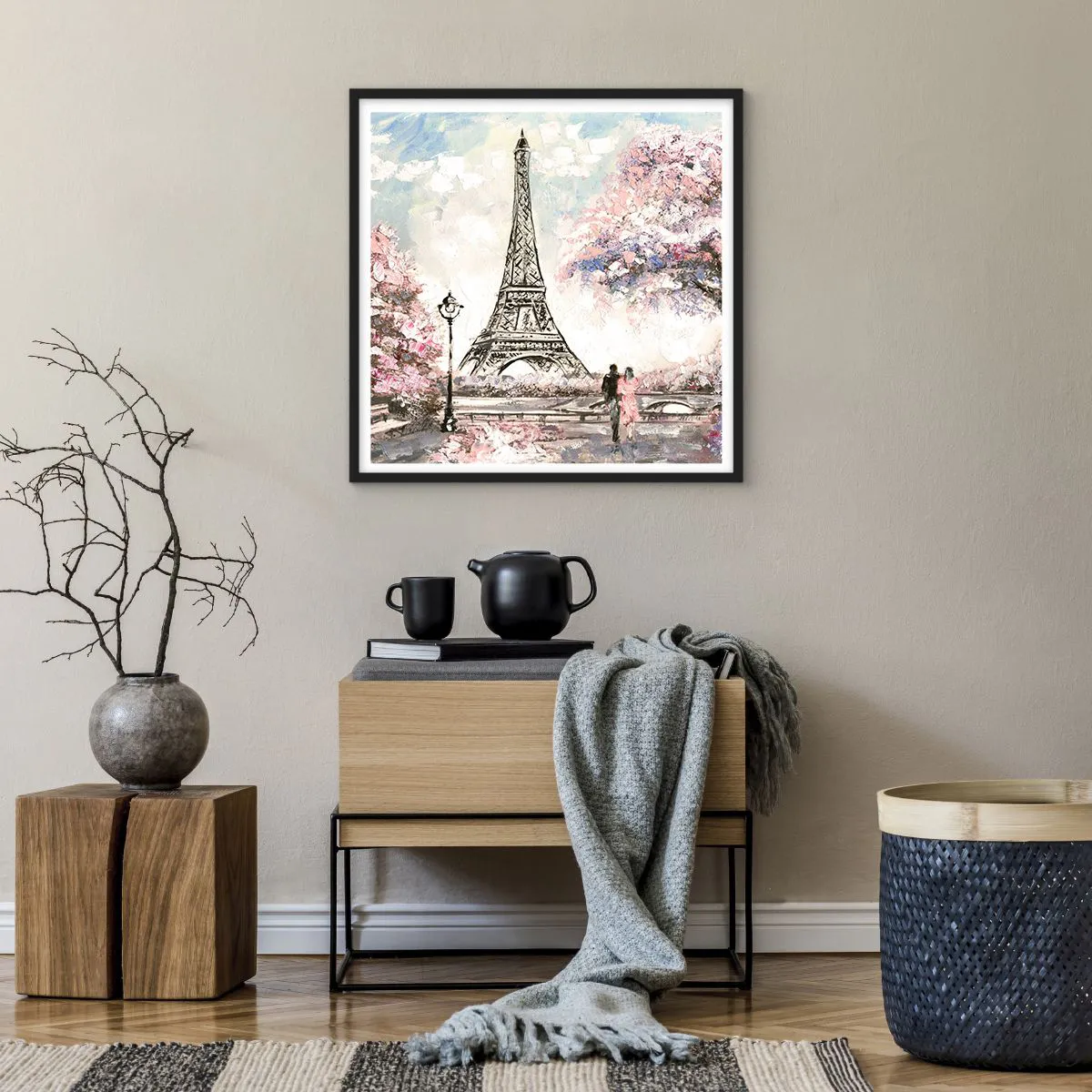 Affiche dans un cadre noir - Poster - Balade d'avril à Paris - 60x60 cm