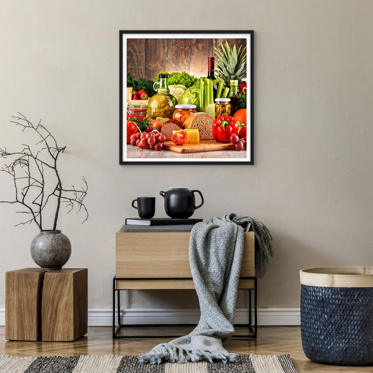 Plagát v čiernom ráme - Údené, pečené, marinované - 60x60 cm